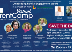 Celebrating National Family Engagement Week with Virtual ParentCamp on November 20th 8 pm ET/5 pm PT